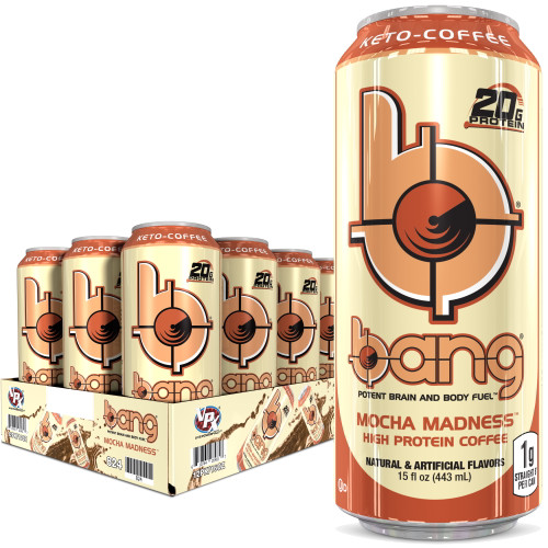(12 Cans) Bang Keto Coffee Mocha Madness High Protein Coffee, 15 Fl Oz