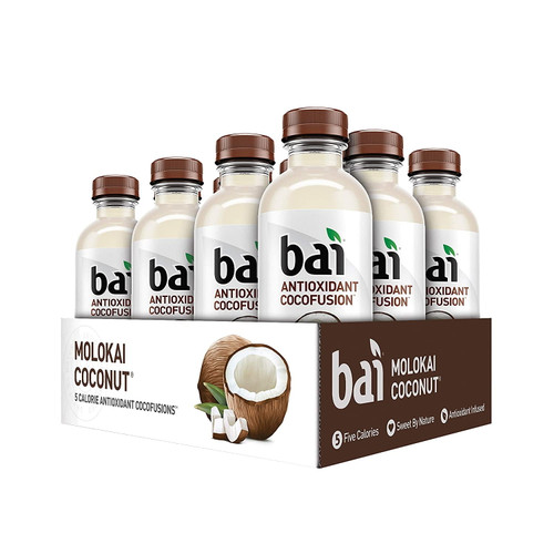 Bai Coconut Flavored Water, Molokai Coconut, Antioxidant Infused Drinks, 18 Fluid Ounce Bottles, 12 Count