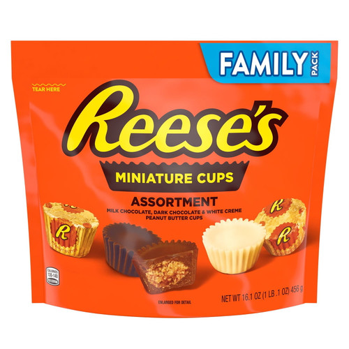 Reese's, Miniatures Chocolate And White Creme Peanut Butter Assortment Cups Candy, Gluten Free, 16.1 Oz, Family Pack