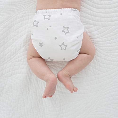 Smartnappy Cotton Muslin By Amazing Baby, Nextgen Hybrid Cloth Diaper Cover + 1 Bi-fold Reusable Insert + 1 Reusable Booster, Stargazer, Gray, Size 1, 5-10 Lbs