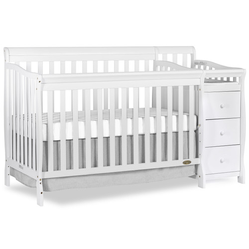 Dream On Me Brody 5-in-1 Convertible Crib With Changer, White
