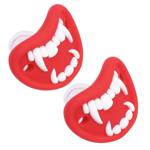 2pcs Halloween Pacifier Funny Newborn Soother Kids Appease Toy Nursing Accessories Red (vampire Designed)