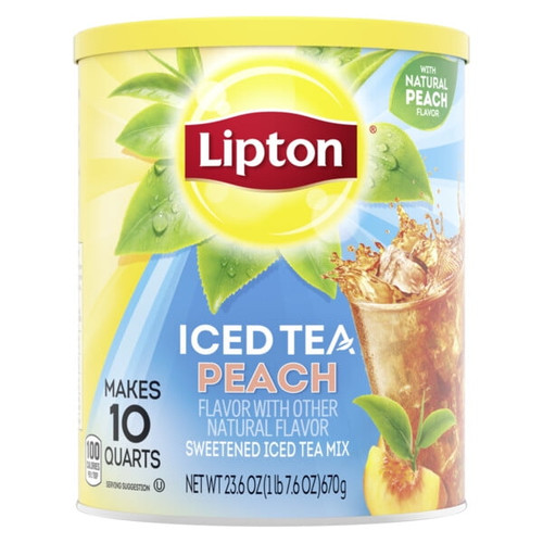 Lipton Iced Tea Mix Black Tea, Peach, Caffeinated, 10 Quarts