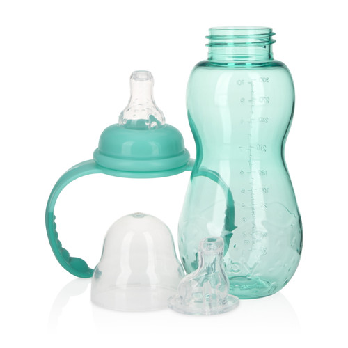 Nuby 11oz Tritan 3 Stage Bottle To Cup, Aqua