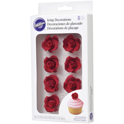 Wilton Red Rose Royal Icing Decorations, 1.55 Oz. (8 Pieces)