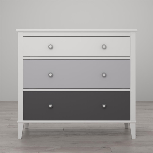 Monarch Hill Poppy White 3 Drawer Dresser, Grey