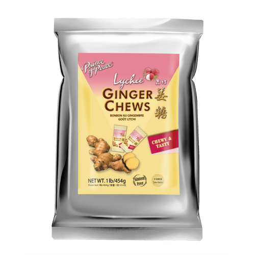 Prince Of Peace Ginger Chews With Lychee, 1 Lb. – Candied Ginger – Lychee Flavored Candy – Lychee Ginger Chews – Ginger