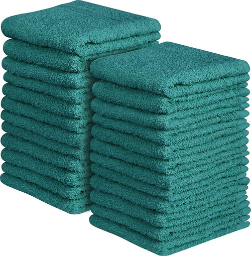 Beauty Threadz Wash Cloth Towels , 24-pack, 100% Natural Cotton, 12 X 12, Soft And Absorbent, Machine Washable, Teal
