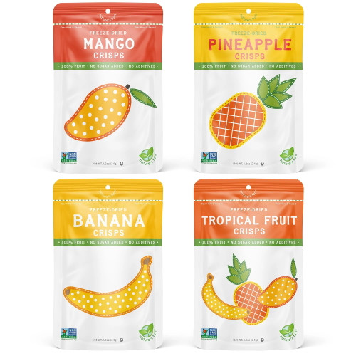 Nature’s Turn Freeze - Dried Fruit Snacks - Tropical Fruit Variety Pack - Perfect For School Lunches Or An On-the-go Snack - No Sugar Added, Non Gmo, Gluten Free, Nothing Artificial (1.2oz) 4-pack