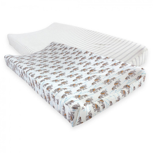Touched By Nature Baby Organic Cotton Changing Pad Cover, Elephants, One Size