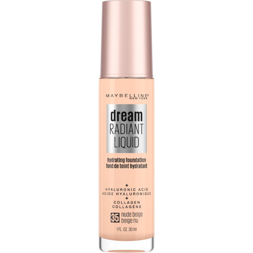 Maybelline Dream Radiant Liquid Medium Coverage Hydrating Foundation, Nude Beige, 1 Fl Oz