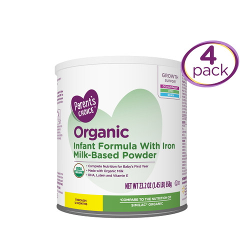 Parent's Choice Organic Infant Formula Powder With Iron, Dha, Lutein, 23.2 Oz Can, 4 Ct.