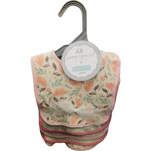 Petite L'amour Newborn Bibs 5 Pack, Flowers