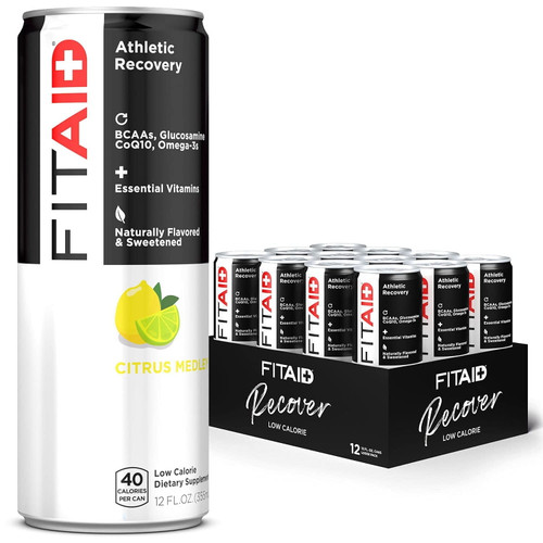 Fitaid Recovery Blend, Bcaas, Glucosamine, Electrolytes, Omega-3s, Green Tea, 100% Clean, Paleo, Vegan & Gluten-free, No Artificial Flavors Or Sweeteners, 12-oz. Cans (pack Of 12)