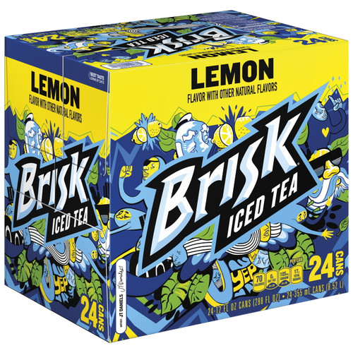 Brisk Lemon Iced Tea, Bold Lemon Flavor, 12 Fl Oz, 24 Pack Cans
