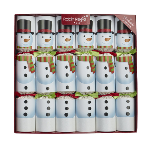 Robin Reed English Holiday Christmas Crackers, Pack Of 6 X 13" - Racing Snowman