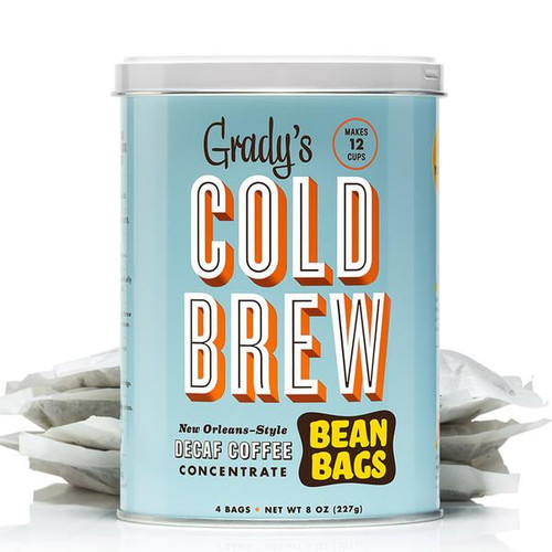 Grady's Cold Brew Decaf Iced Coffee Bean Bag Can, New Orleans Style (4 Count, 8 Ounces)
