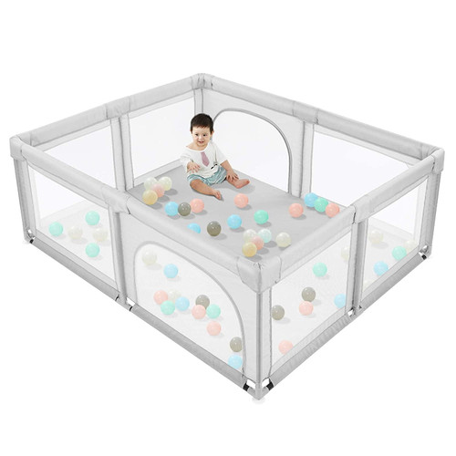 Hembor Baby Playpen Indoor Outdoor Toddler Safety Activity Center Unisex - 79''×70'' White