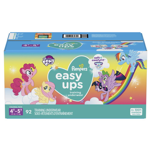Pampers Easy Ups Training Underwear Girls, Size 6 4t-5t, 92 Count