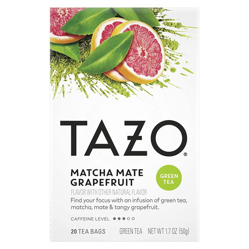 Tazo Matcha Mate Grapefruit Tea Bags, Green, 20 Count (pack Of 6)