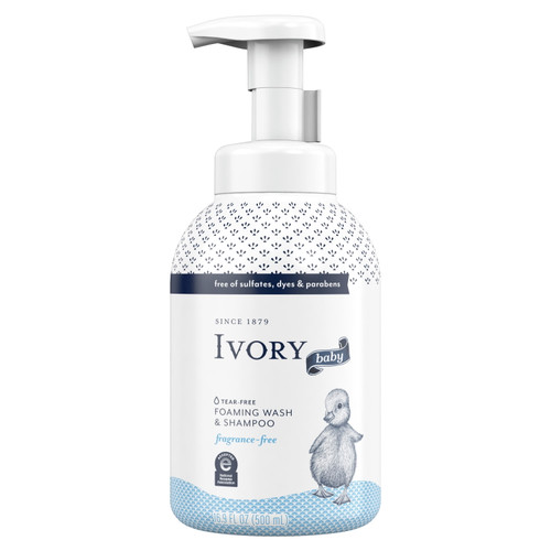 Ivory Baby Foaming Baby Wash & Shampoo, Fragrance-free For Sensitive Skin, 16.9 Oz