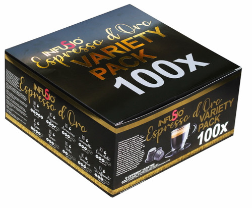 100 Count Variety Pack (10 Amazing Blends) Single Serve Coffee Pods For Nespresso Original Line Machines - Infusio D'oro Espresso Premium Coffee (variety, 100 Compatible With Nespresso Original Line)