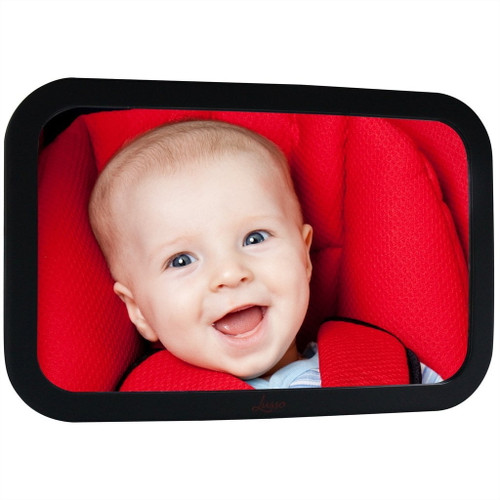 Lusso Gear | Baby Car Mirror For Backseat  |  Rear Facing Car Seat Mirror | Large, Stable, Safe And Shatterproof For Infant Or Toddler | Premium Matte Finish | Extra Wide 11.5", Black