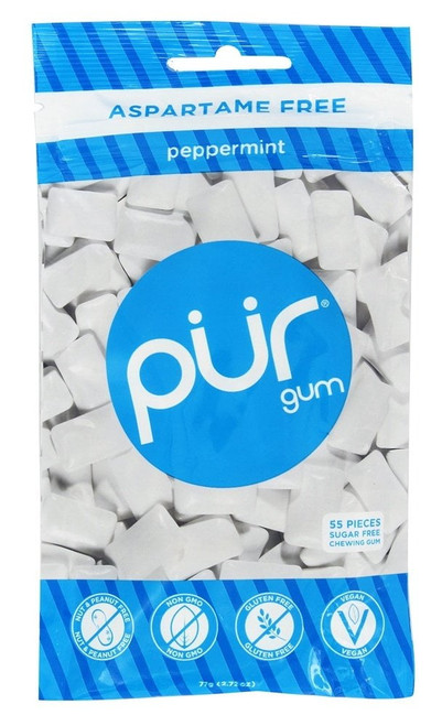 Pur Gum Sugar Free Chewing Gum With Xylitol - Natural Peppermint Flavor - 55 Pieces (pack Of 1)