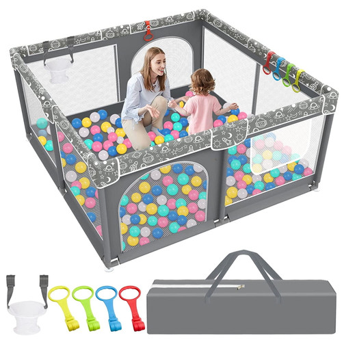 Baby Playpen, Large Baby Play Yard, 50x50 Inch Sturdy Safety Play Yard Playpen For Babies And Toddlers With Soft Breathable Mesh, Anti-slip Suckers, Indoor & Outdoor Baby Play Area Activity Center
