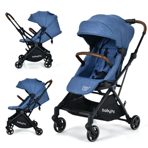Gymax 2-in-1 Convertible Baby Stroller Pushchair Aluminum W/ Adjustable Canopy Blue