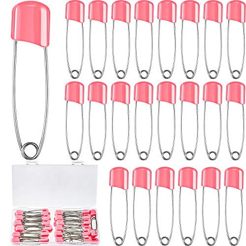 50 Pieces Diaper Pins Baby Safety Pins 2.2 Inch Plastic Head Cloth Diaper Pins With Locking Closures Stainless Steel Nappy Pins With Velvet Bag (pink)