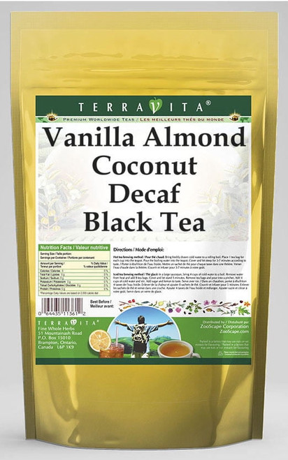 Terravita Vanilla Almond Coconut Decaf Black Tea, (vanilla Almond Coconut Decaf, Black Tea Bags, 25 Tea Bags, 1-pack, Zin: 537644)