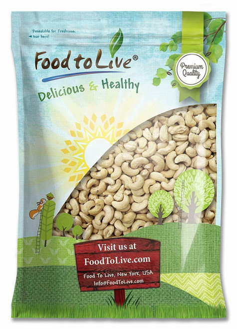 Food To Live, Whole Cashews W320, Non-gmo Verified, 8 Pounds, Kosher