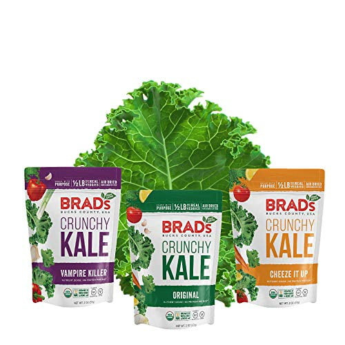 Brad's Plant Based Organic Crunchy Kale Variety Pack, Vampire Killer/original Probiotic/cheez It Up, 3bags, 6 Servings Total