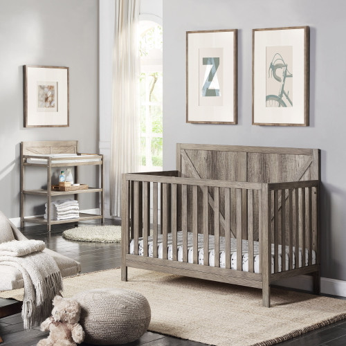 Suite Bebe Barnside 4-in-1 Convertible Baby Crib With Vintage Chestnut For Toddler