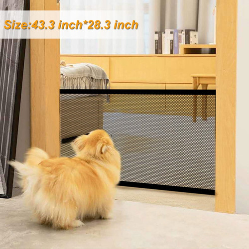 Elegant Choise Foldable Portable Baby Pet Dog Safety Gate Pet Safe Mesh Fence Guard Gate Install Anywhere 43.3" Wide X 28.3" Tall