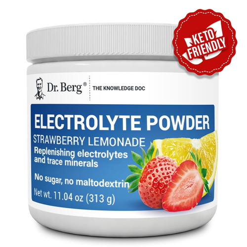 Dr. Berg Electrolyte Powder - Strawberry Lemonade Flavor, 50 Servings