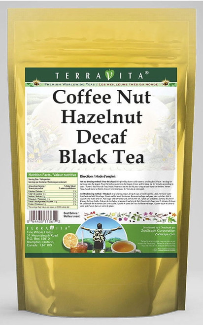 Terravita Coffee Nut Hazelnut Decaf Black Tea, (coffee Nut Hazelnut Decaf, Black Tea Bags, 25 Tea Bags, 1-pack, Zin: 541029)