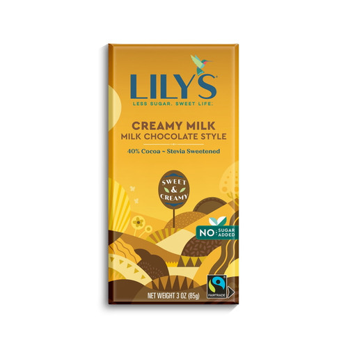 Lily's, Milk Chocolate Style No Sugar Added Sweets, Gluten Free, 3 Oz, Bar