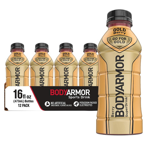Bodyarmor Sports Drink Sports Beverage, Gold Berry, Natural Flavors With Vitamins, Potassium-packed Electrolytes, No Preservatives, Perfect For Athletes, 16 Fl Oz (pack Of 12)