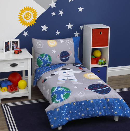 Parent's Choice 4-piece Toddler Bedding Set, Blue, Space Astronaut