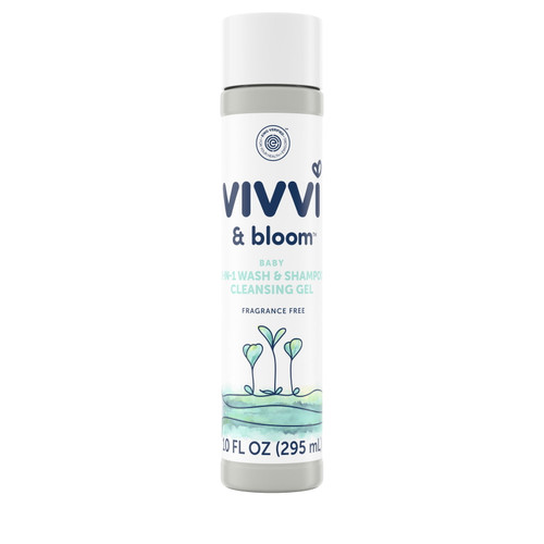 Vivvi & Bloom Gentle 2-in-1 Baby Wash & Shampoo Cleansing Gel, Fragrance Free, 10 Fl. Oz