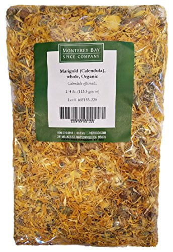 Organic Whole Calendula Flowers 4 Oz Bag (marigold) - Usda Certified 100% Organic And Kosher - Herbal Tea (calendula Officinalis), Caffeine Free Irradiation Free Bulk Bag