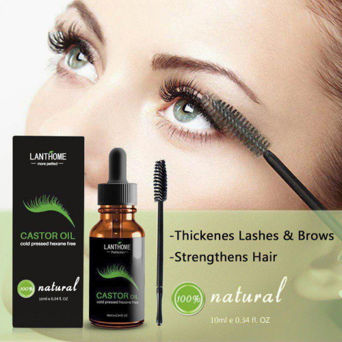 Organic Castor Oil - Boost Hair Growth For Hair, Eyelashes & Eyebrows,100% Pure, Cold Pressed, Hexane Free. Eyelash Growth Serum & Brow Treatment With Applicator Kit