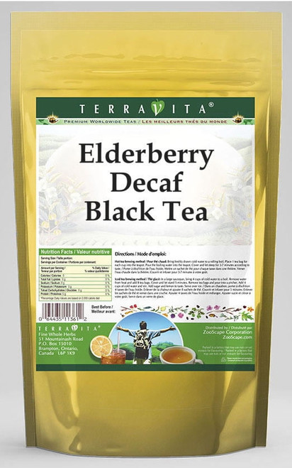 Terravita Elderberry Decaf Black Tea, (elderberry Decaf, Black Tea Bags, 25 Tea Bags, 1-pack, Zin: 532494)