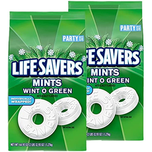 Life Savers Wint-o-green Breath Mint Bulk Hard Candy, Party Size, 44.93 Oz Bag (pack Of 2)