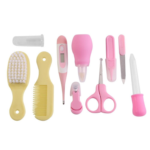 Tebru 10 Pcs/set Infant Baby Health Care Kit Nail Hair Thermometer Grooming Sets Daily Nurse Tool, Baby Care Sets, Infant Health Care Sets