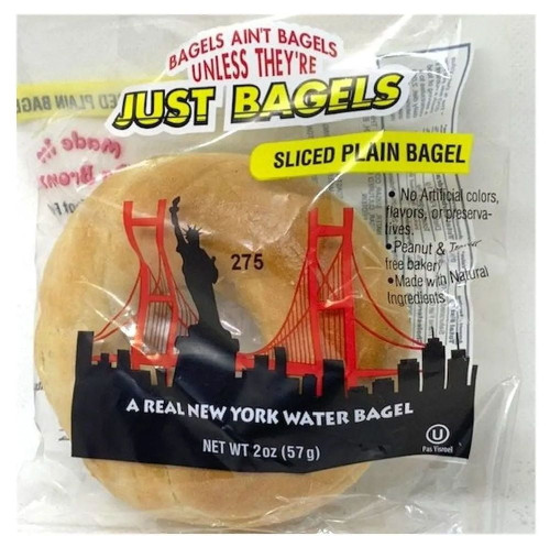 Just Bagels Individually Wrapped Mini Plain Bagel, 2 Ounce -- 60 Per Case