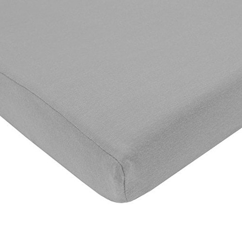 Tl Care 100% Natural Cotton Value Jersey Knit Fitted Pack N Play Playard Sheet, Gray, Soft Breathable, For Boys And Girls