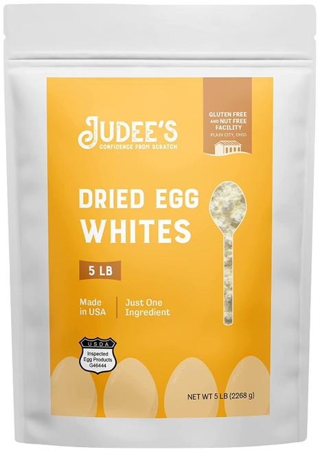 Judee’s Dried Egg White Protein Powder 5lb - Pasteurized, Usda Certified, 100% Non-gmo, Gluten-free & Nut-free - Just One Ingredient - Made In Usa - Use In Baking - Make Whipped Egg Whites